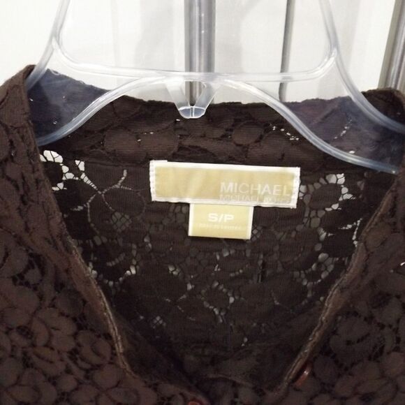 Michael Kors Brown Lace Long Sleeve Blouse Top SP - Picture 7 of 7